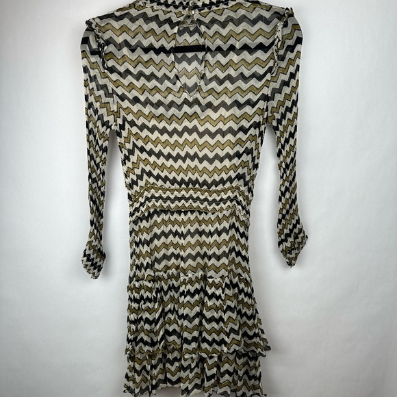 HD In Paris Anthropologie Sierade Zigzag Mini Ruffle Smocked Dress A| US Size 6 - Picture 7 of 11
